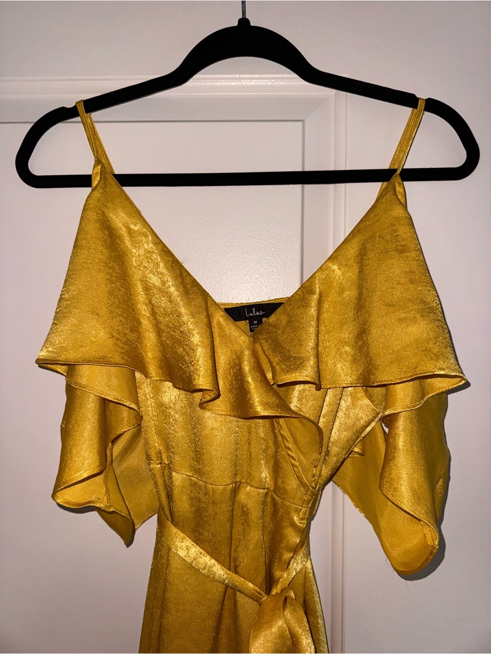 Lulu's Gold Ruffle-Wrap Maxi Dress - Picture 5 of 7